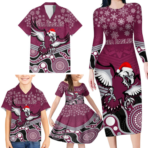 custom-sea-eagles-rugby-christmas-family-matching-long-sleeve-bodycon-dress-and-hawaiian-shirt-merry-xmas-2023-mix-aboriginal-art