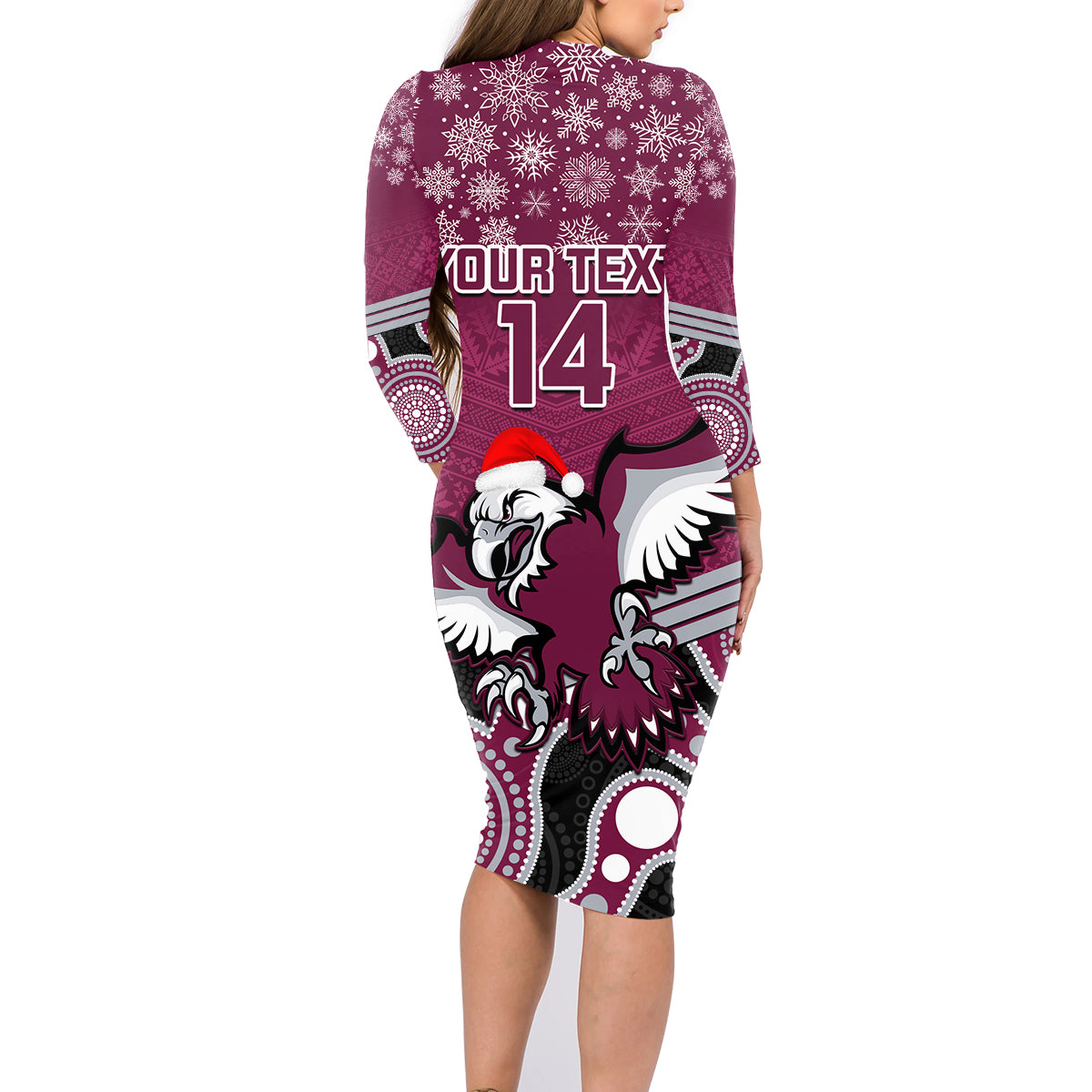 custom-sea-eagles-rugby-christmas-family-matching-long-sleeve-bodycon-dress-and-hawaiian-shirt-merry-xmas-2023-mix-aboriginal-art