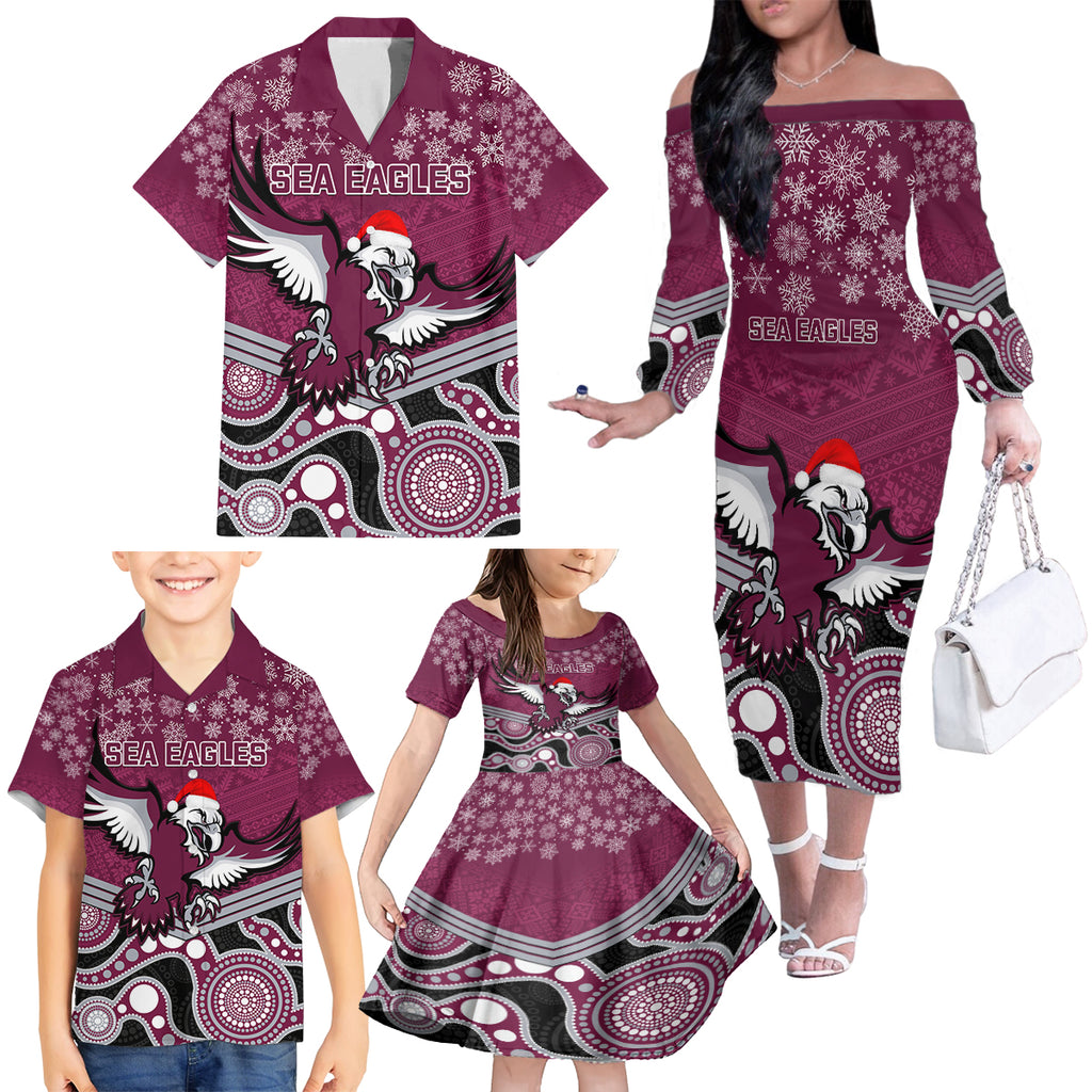 custom-sea-eagles-rugby-christmas-family-matching-off-shoulder-long-sleeve-dress-and-hawaiian-shirt-merry-xmas-2023-mix-aboriginal-art