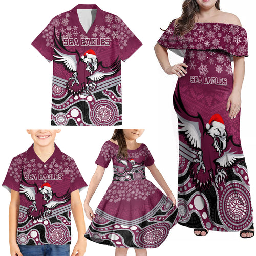 custom-sea-eagles-rugby-christmas-family-matching-off-shoulder-maxi-dress-and-hawaiian-shirt-merry-xmas-2023-mix-aboriginal-art
