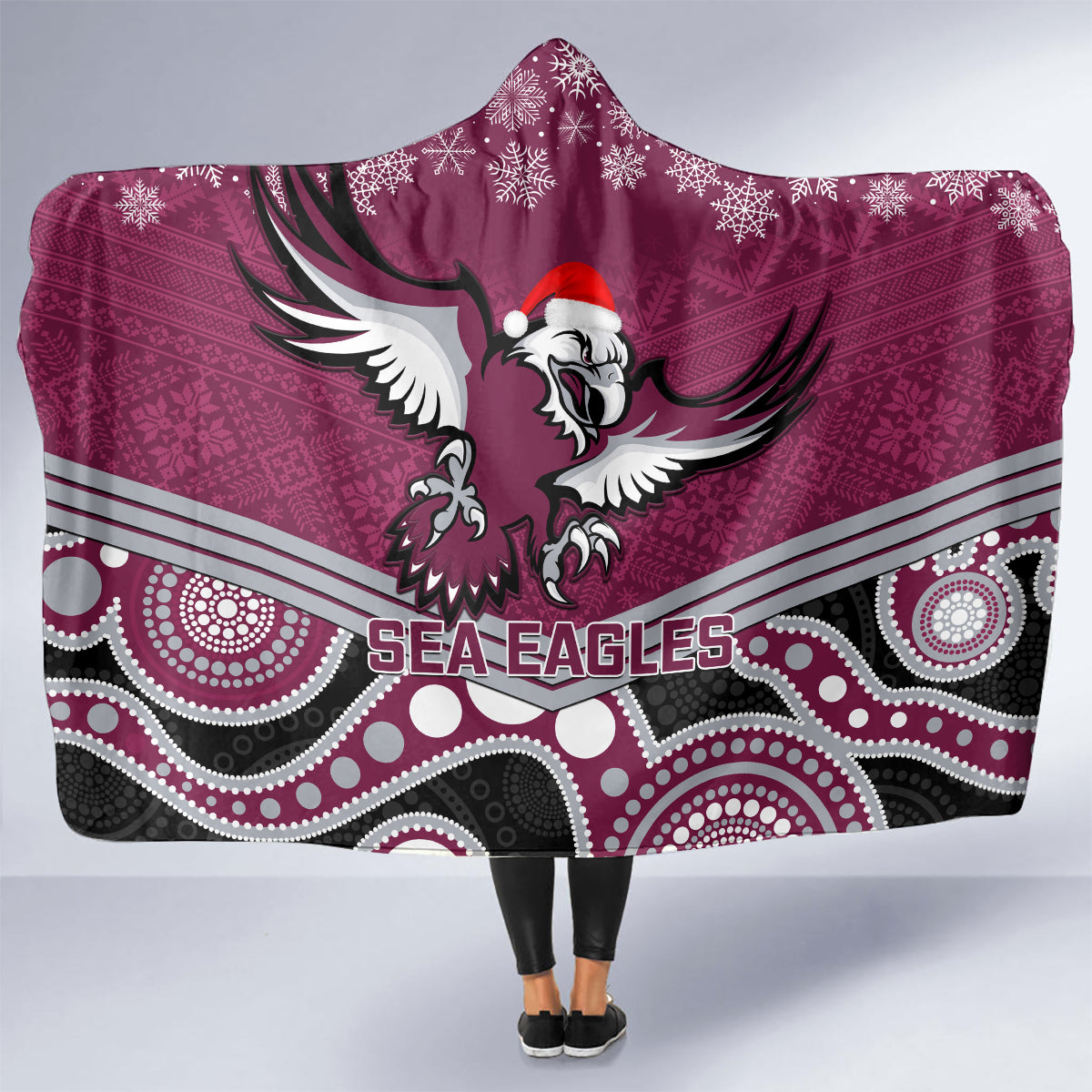 custom-sea-eagles-rugby-christmas-hooded-blanket-merry-xmas-2023-mix-aboriginal-art