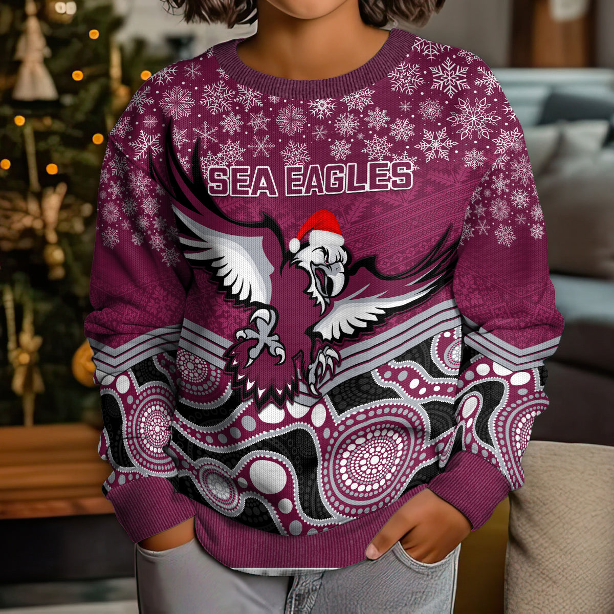 custom-sea-eagles-rugby-christmas-kid-ugly-christmas-sweater-merry-xmas-2023-mix-aboriginal-art
