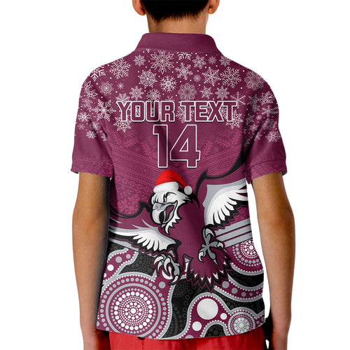 custom-sea-eagles-rugby-christmas-kid-polo-shirt-merry-xmas-2023-mix-aboriginal-art