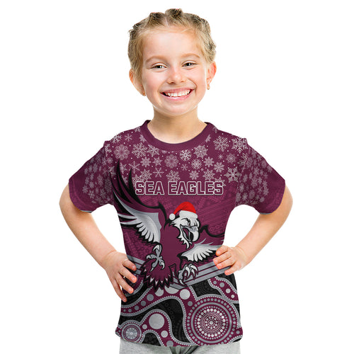 custom-sea-eagles-rugby-christmas-kid-t-shirt-merry-xmas-2023-mix-aboriginal-art