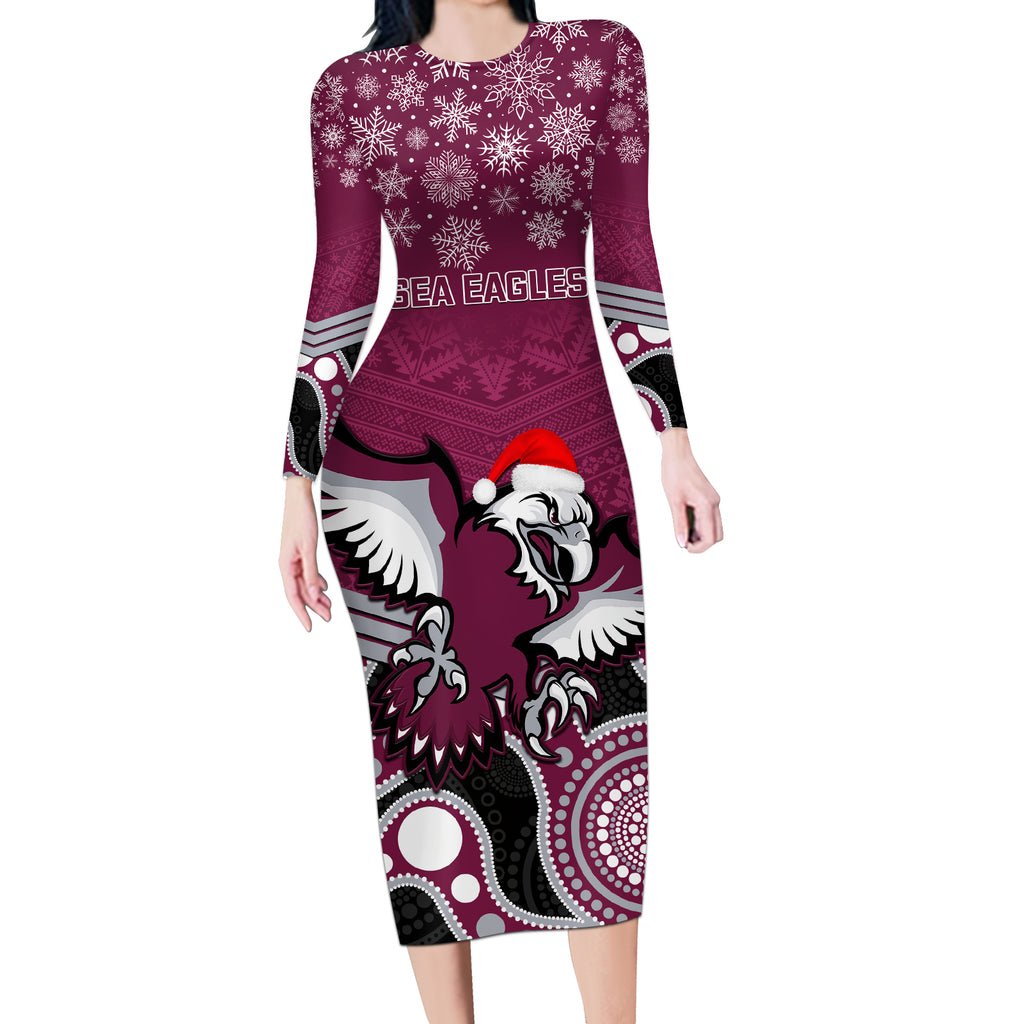 custom-sea-eagles-rugby-christmas-long-sleeve-bodycon-dress-merry-xmas-2023-mix-aboriginal-art