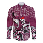 custom-sea-eagles-rugby-christmas-long-sleeve-button-shirt-merry-xmas-2023-mix-aboriginal-art