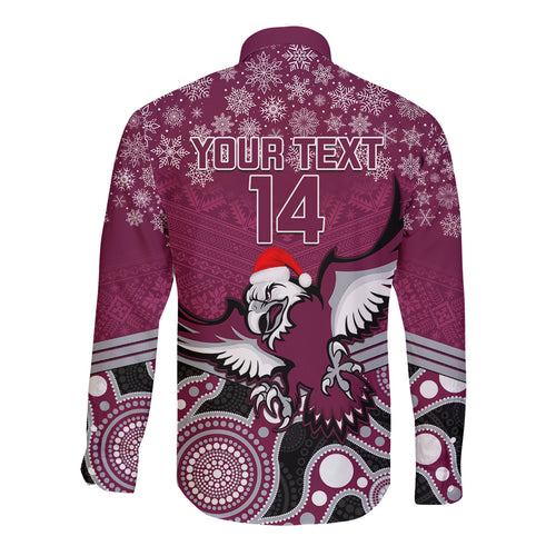 custom-sea-eagles-rugby-christmas-long-sleeve-button-shirt-merry-xmas-2023-mix-aboriginal-art