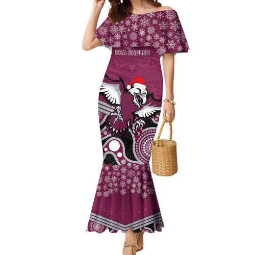 custom-sea-eagles-rugby-christmas-mermaid-dress-merry-xmas-2023-mix-aboriginal-art