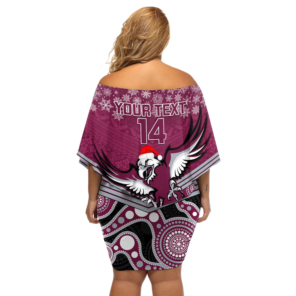 custom-sea-eagles-rugby-christmas-off-shoulder-short-dress-merry-xmas-2023-mix-aboriginal-art