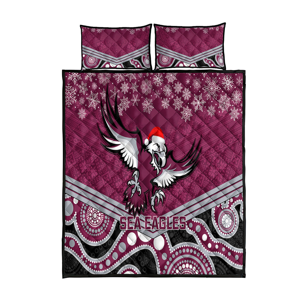 custom-sea-eagles-rugby-christmas-quilt-bed-set-merry-xmas-2023-mix-aboriginal-art