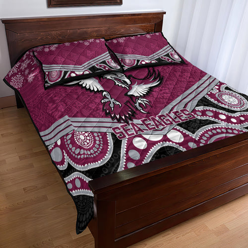 custom-sea-eagles-rugby-christmas-quilt-bed-set-merry-xmas-2023-mix-aboriginal-art