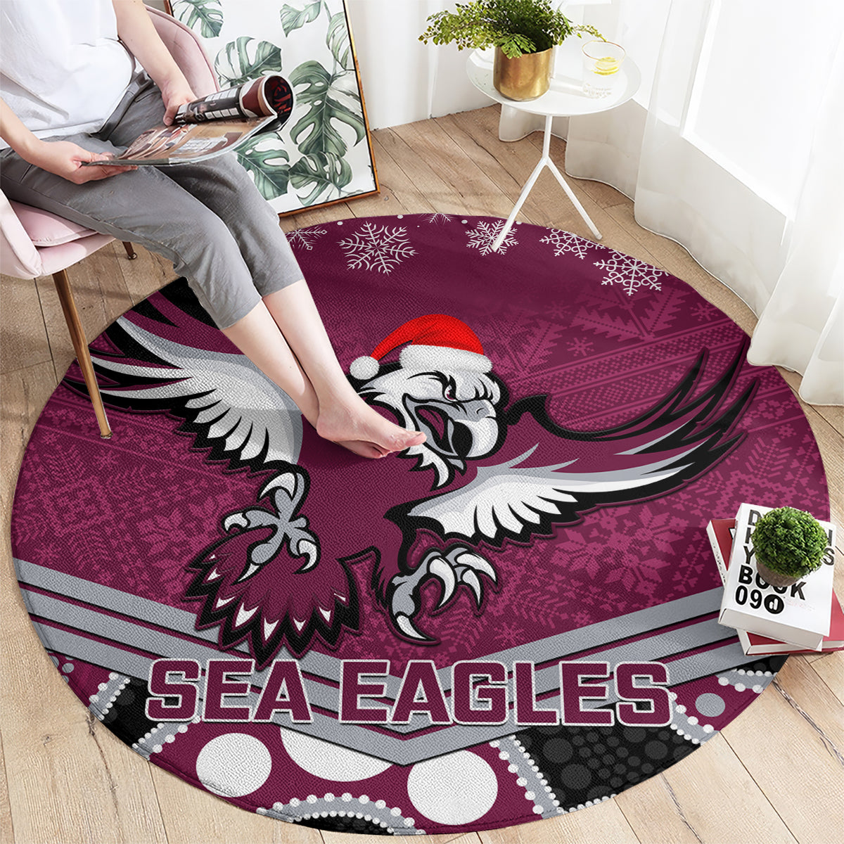 custom-sea-eagles-rugby-christmas-round-carpet-merry-xmas-2023-mix-aboriginal-art