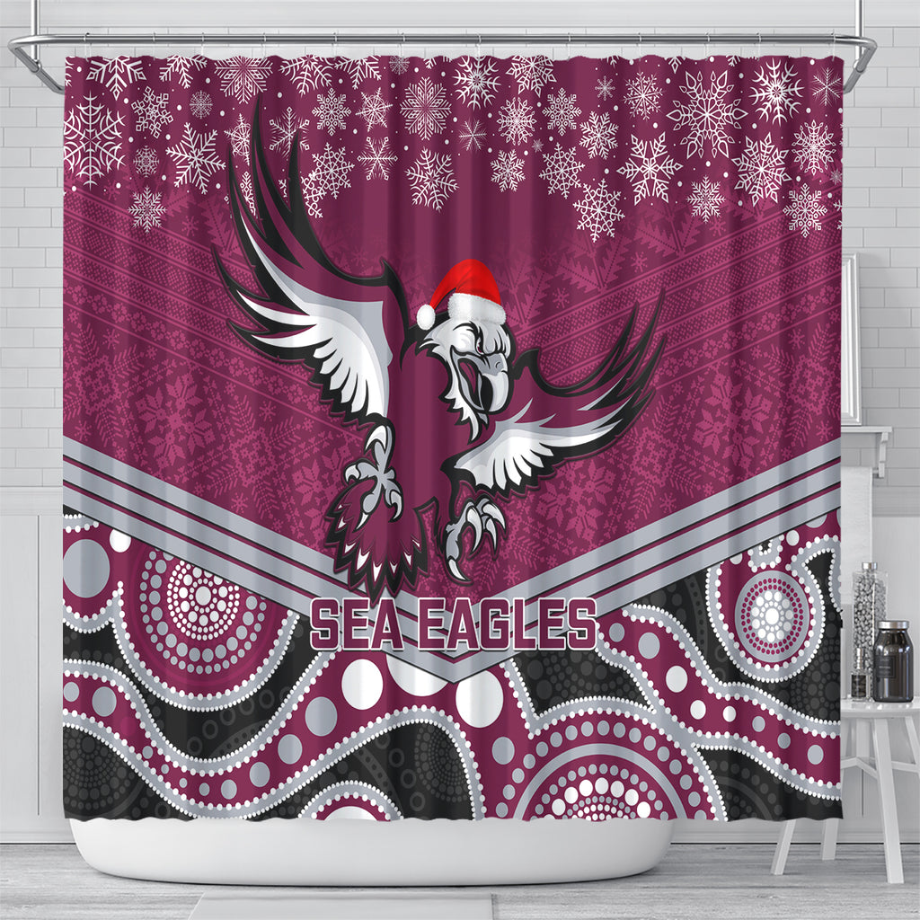 custom-sea-eagles-rugby-christmas-shower-curtain-merry-xmas-2023-mix-aboriginal-art