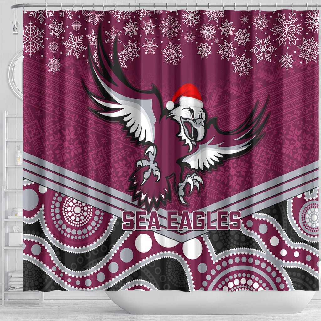 custom-sea-eagles-rugby-christmas-shower-curtain-merry-xmas-2023-mix-aboriginal-art