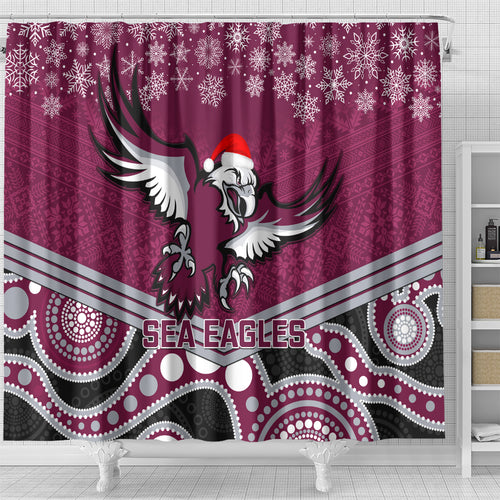 custom-sea-eagles-rugby-christmas-shower-curtain-merry-xmas-2023-mix-aboriginal-art