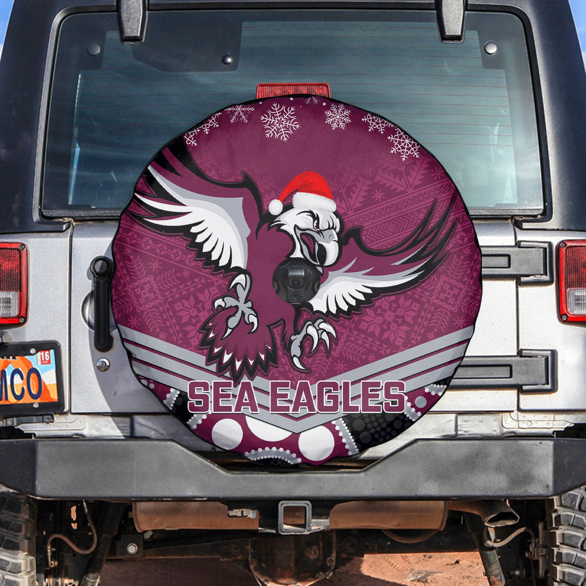 custom-sea-eagles-rugby-christmas-spare-tire-cover-merry-xmas-2023-mix-aboriginal-art