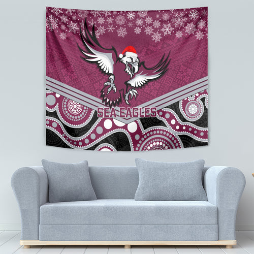 custom-sea-eagles-rugby-christmas-tapestry-merry-xmas-2023-mix-aboriginal-art
