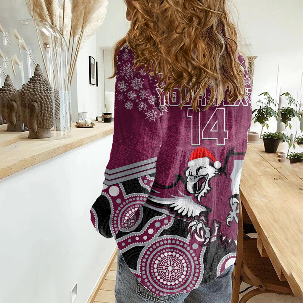 custom-sea-eagles-rugby-christmas-women-casual-shirt-merry-xmas-2023-mix-aboriginal-art