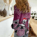 custom-sea-eagles-rugby-christmas-women-casual-shirt-merry-xmas-2023-mix-aboriginal-art