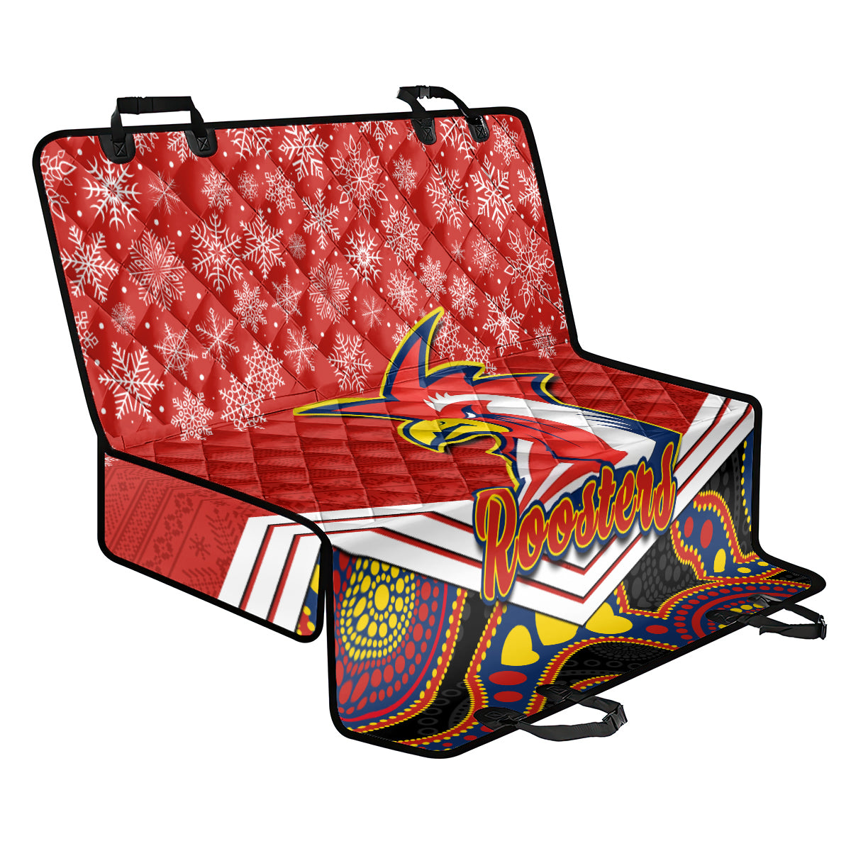 custom-roosters-rugby-christmas-back-car-seat-cover-merry-xmas-2023-mix-aboriginal-art