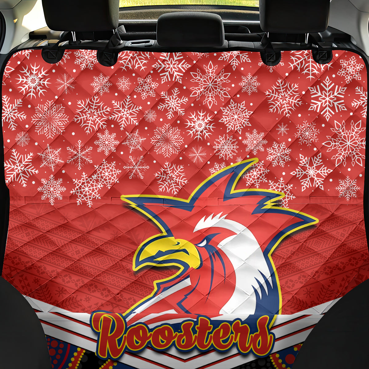 custom-roosters-rugby-christmas-back-car-seat-cover-merry-xmas-2023-mix-aboriginal-art
