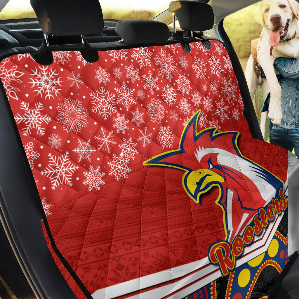 custom-roosters-rugby-christmas-back-car-seat-cover-merry-xmas-2023-mix-aboriginal-art