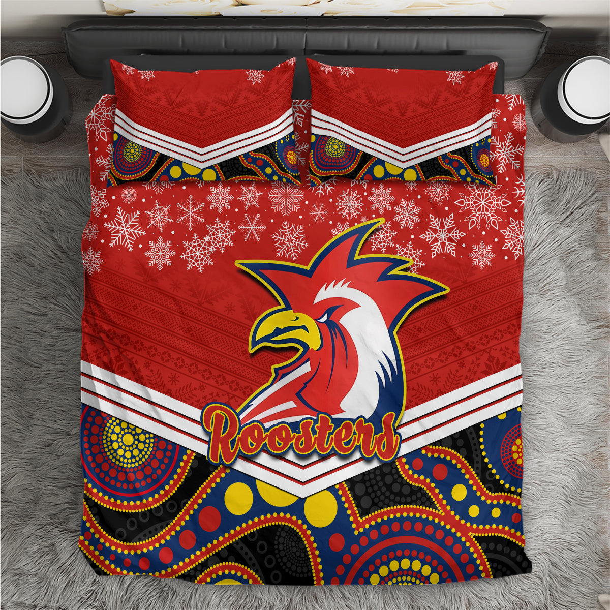 custom-roosters-rugby-christmas-bedding-set-merry-xmas-2023-mix-aboriginal-art