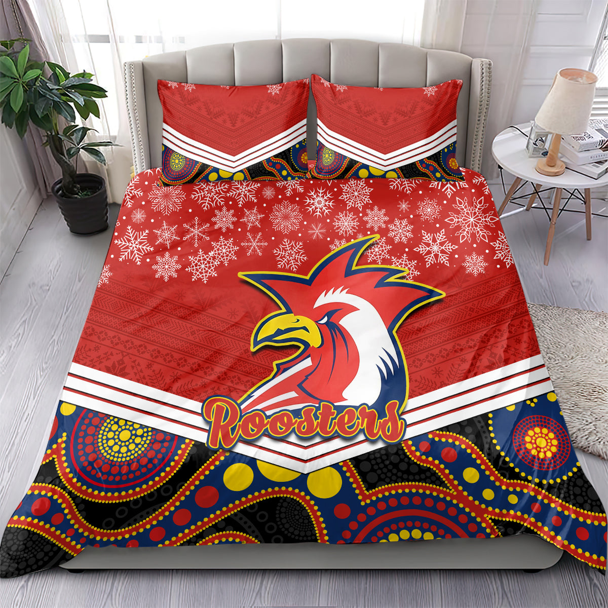 custom-roosters-rugby-christmas-bedding-set-merry-xmas-2023-mix-aboriginal-art