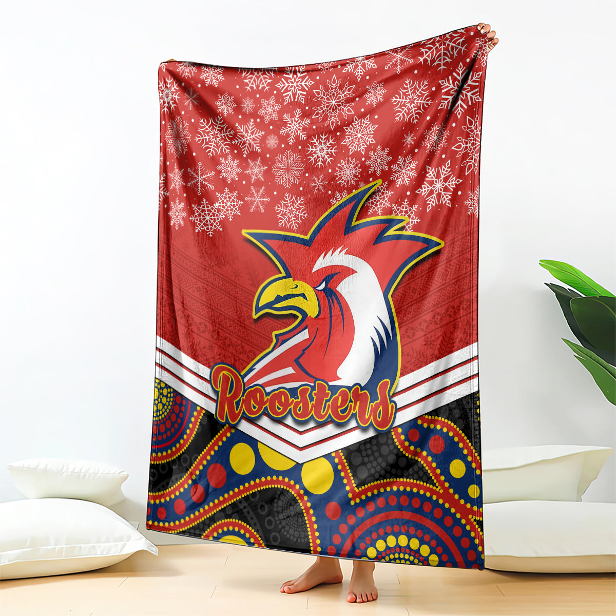 custom-roosters-rugby-christmas-blanket-merry-xmas-2023-mix-aboriginal-art