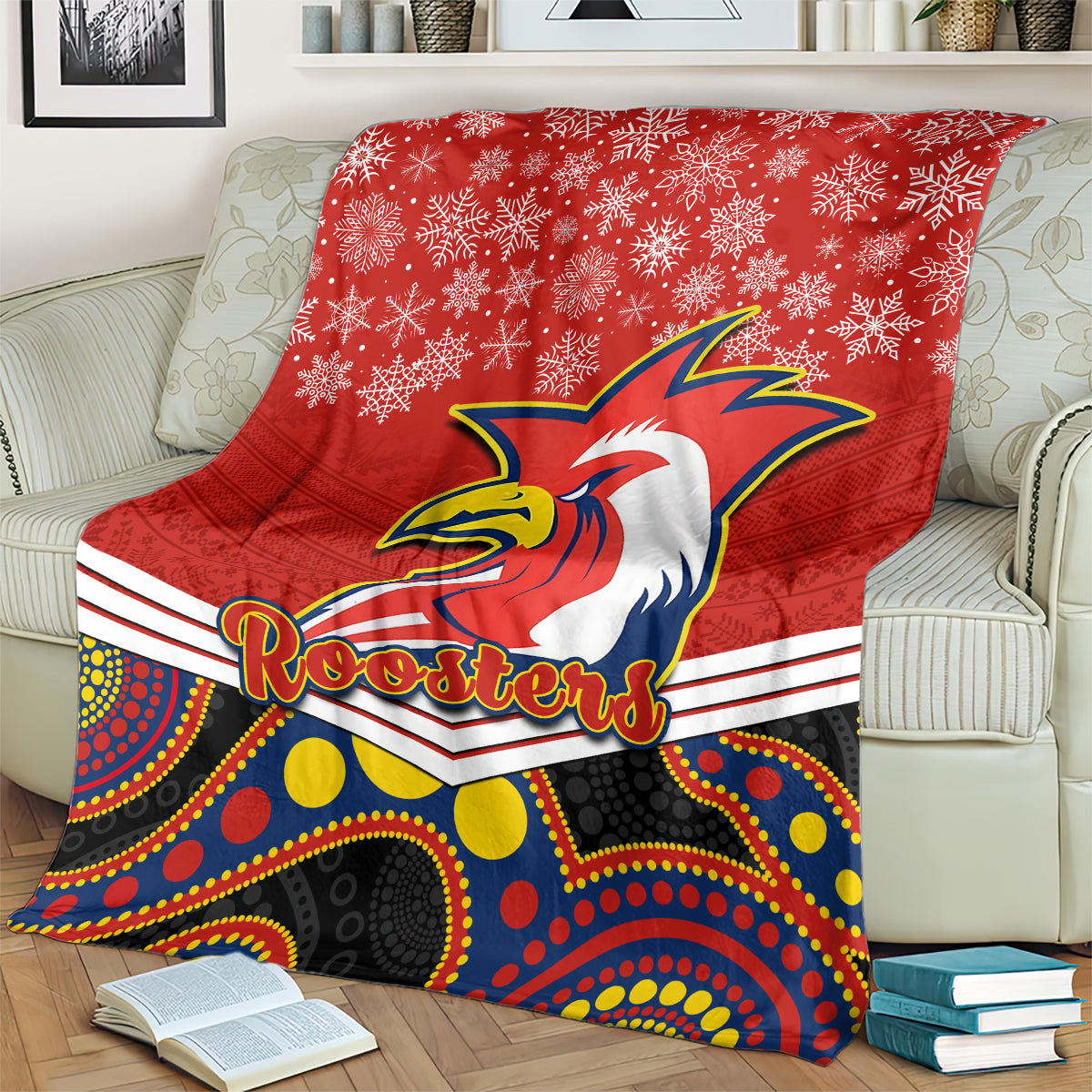 custom-roosters-rugby-christmas-blanket-merry-xmas-2023-mix-aboriginal-art