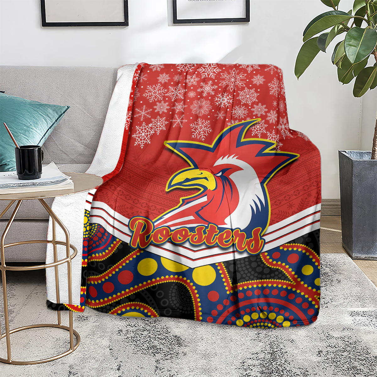 custom-roosters-rugby-christmas-blanket-merry-xmas-2023-mix-aboriginal-art