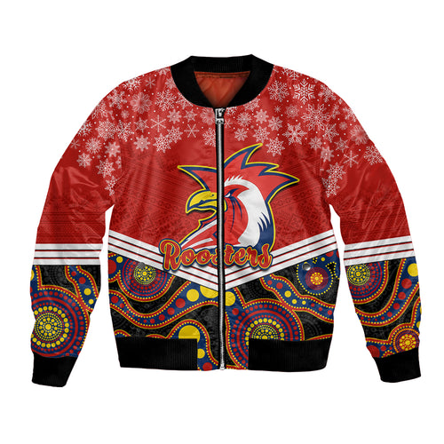 custom-roosters-rugby-christmas-bomber-jacket-merry-xmas-2023-mix-aboriginal-art