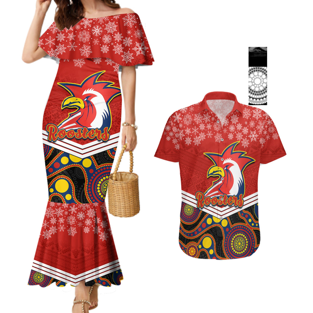 custom-roosters-rugby-christmas-couples-matching-mermaid-dress-and-hawaiian-shirt-merry-xmas-2023-mix-aboriginal-art