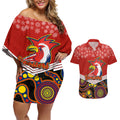 custom-roosters-rugby-christmas-couples-matching-off-shoulder-short-dress-and-hawaiian-shirt-merry-xmas-2023-mix-aboriginal-art