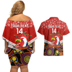 custom-roosters-rugby-christmas-couples-matching-off-shoulder-short-dress-and-hawaiian-shirt-merry-xmas-2023-mix-aboriginal-art