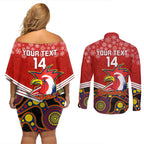 custom-roosters-rugby-christmas-couples-matching-off-shoulder-short-dress-and-long-sleeve-button-shirt-merry-xmas-2023-mix-aboriginal-art
