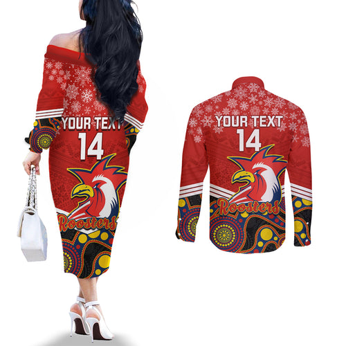 custom-roosters-rugby-christmas-couples-matching-off-the-shoulder-long-sleeve-dress-and-long-sleeve-button-shirt-merry-xmas-2023-mix-aboriginal-art