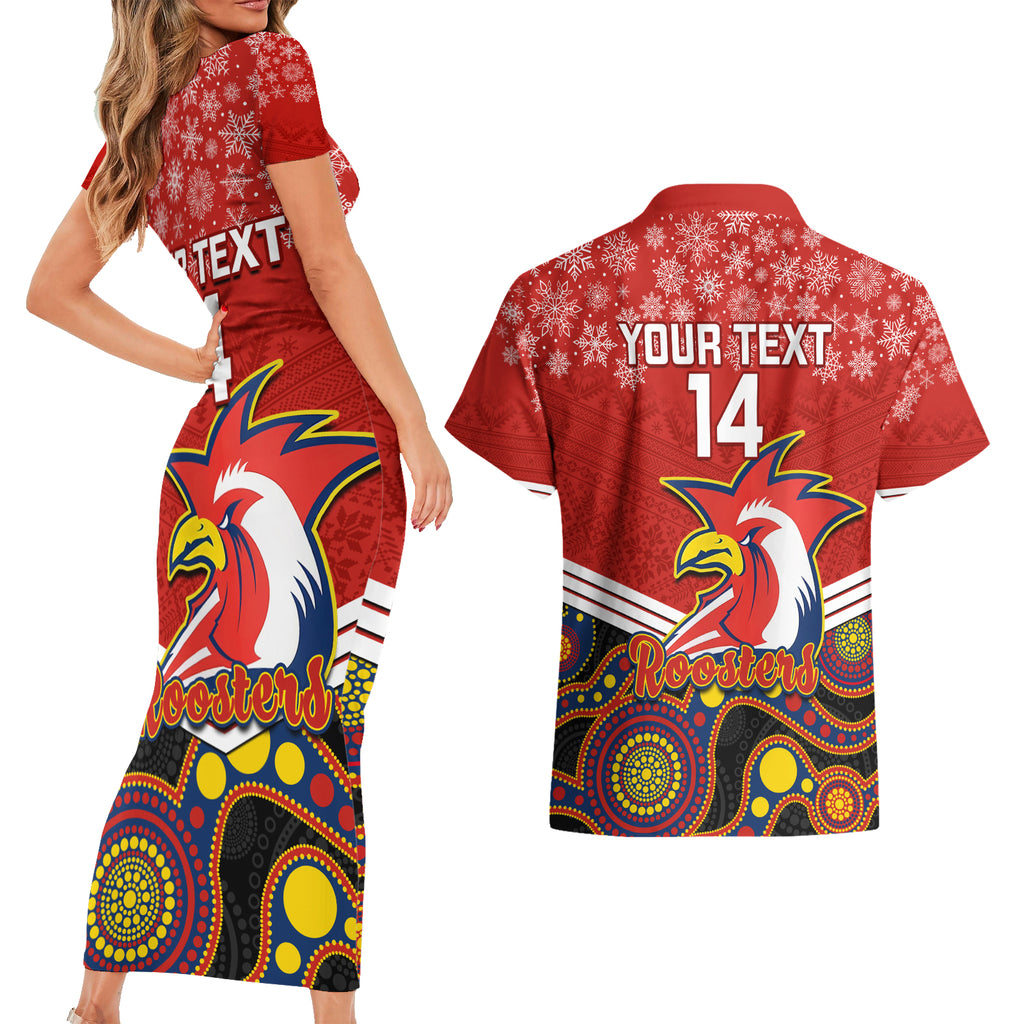 custom-roosters-rugby-christmas-couples-matching-short-sleeve-bodycon-dress-and-hawaiian-shirt-merry-xmas-2023-mix-aboriginal-art