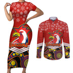 custom-roosters-rugby-christmas-couples-matching-short-sleeve-bodycon-dress-and-long-sleeve-button-shirt-merry-xmas-2023-mix-aboriginal-art