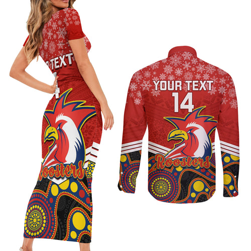 custom-roosters-rugby-christmas-couples-matching-short-sleeve-bodycon-dress-and-long-sleeve-button-shirt-merry-xmas-2023-mix-aboriginal-art