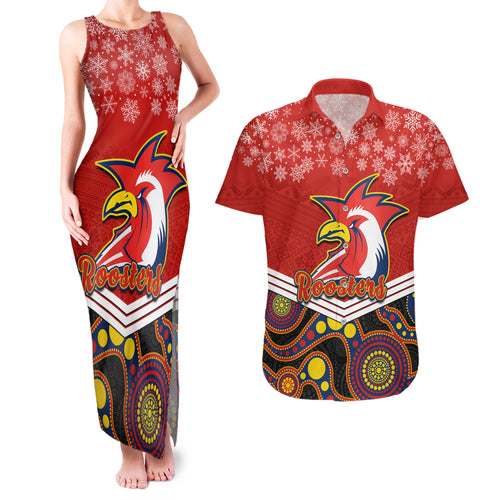 custom-roosters-rugby-christmas-couples-matching-tank-maxi-dress-and-hawaiian-shirt-merry-xmas-2023-mix-aboriginal-art