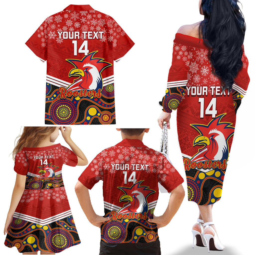 custom-roosters-rugby-christmas-family-matching-off-shoulder-long-sleeve-dress-and-hawaiian-shirt-merry-xmas-2023-mix-aboriginal-art