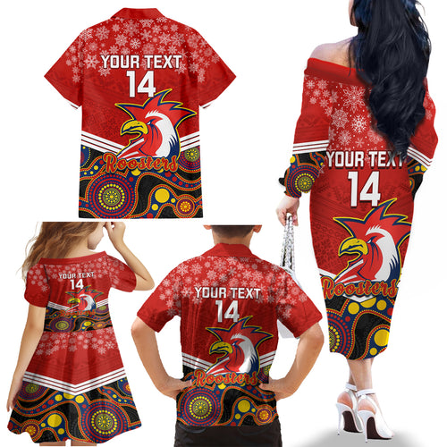 custom-roosters-rugby-christmas-family-matching-off-shoulder-long-sleeve-dress-and-hawaiian-shirt-merry-xmas-2023-mix-aboriginal-art