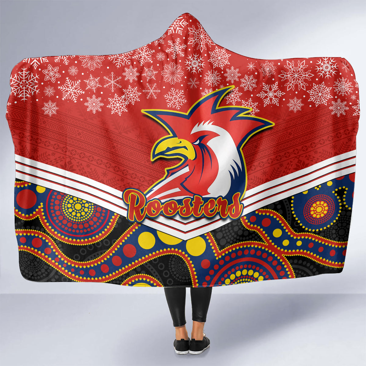 custom-roosters-rugby-christmas-hooded-blanket-merry-xmas-2023-mix-aboriginal-art