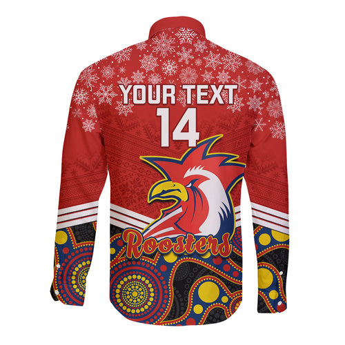 custom-roosters-rugby-christmas-long-sleeve-button-shirt-merry-xmas-2023-mix-aboriginal-art