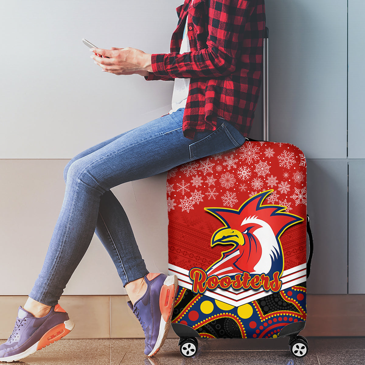 custom-roosters-rugby-christmas-luggage-cover-merry-xmas-2023-mix-aboriginal-art