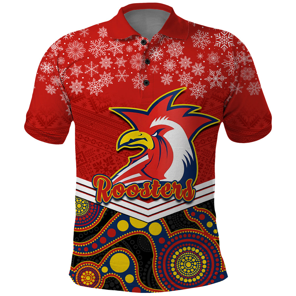 custom-roosters-rugby-christmas-polo-shirt-merry-xmas-2023-mix-aboriginal-art