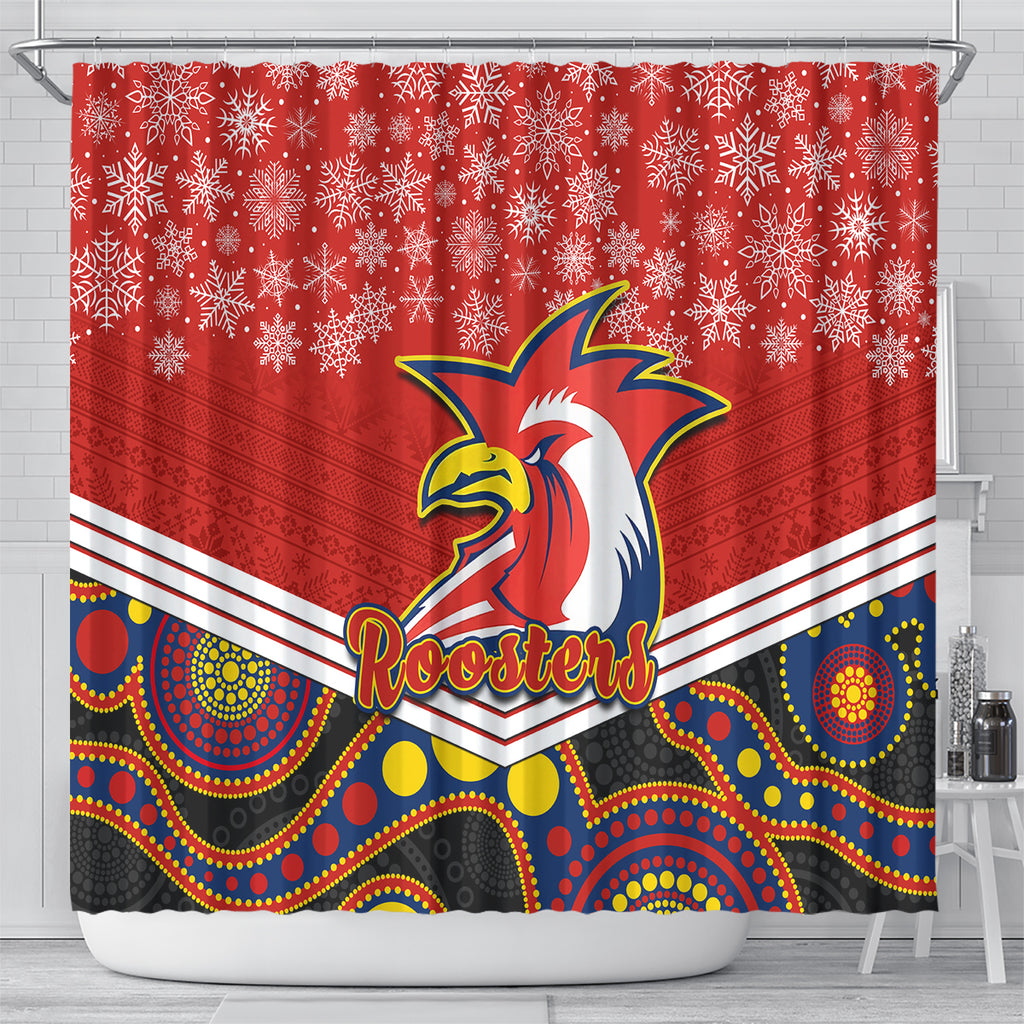 custom-roosters-rugby-christmas-shower-curtain-merry-xmas-2023-mix-aboriginal-art