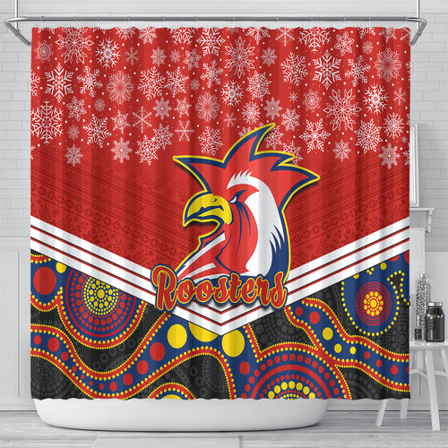 custom-roosters-rugby-christmas-shower-curtain-merry-xmas-2023-mix-aboriginal-art