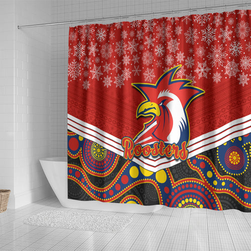 custom-roosters-rugby-christmas-shower-curtain-merry-xmas-2023-mix-aboriginal-art